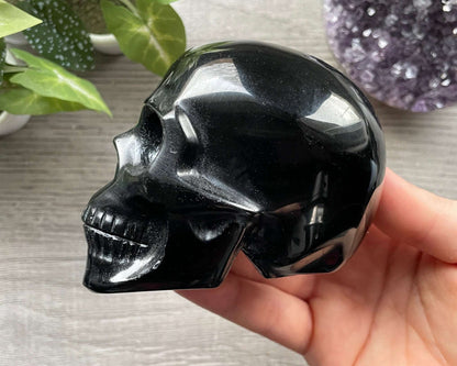 Black Obsidian Crystal Skull (E) - The Wandering Fox Emporium, Your Crystal Store side