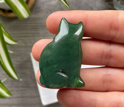 Genuine Canadian Jade Cat Crystal Carving, back