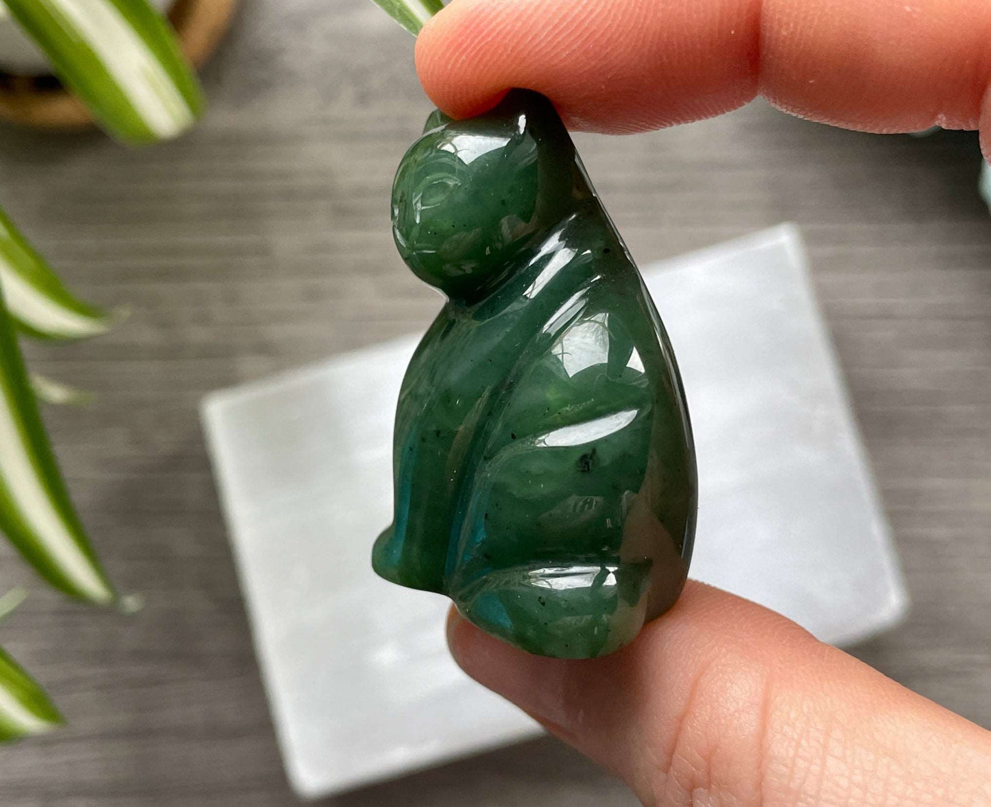 Genuine Canadian Jade Cat Crystal Carving, side 2