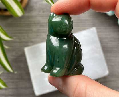 Genuine Canadian Jade Cat Crystal Carving, side