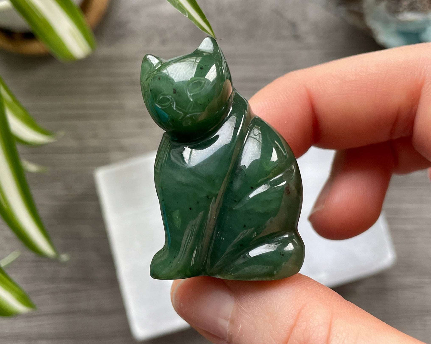 Genuine Canadian Jade Cat Crystal Carving, front 2