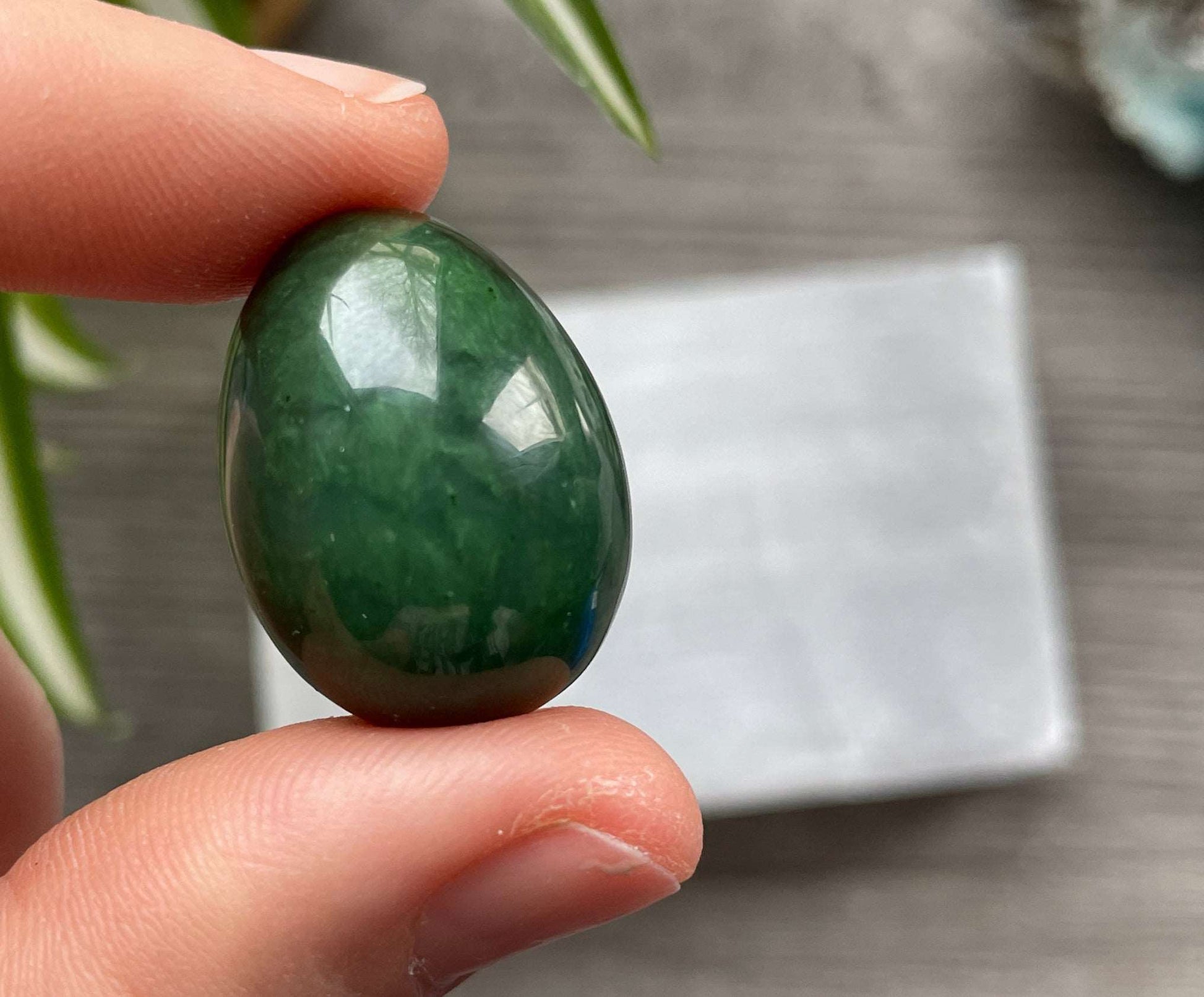 Genuine Canadian Jade Mini Egg (2.75cm) B - The Wandering Fox Emporium, Your Crystal Store side