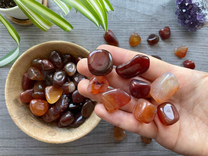 Carnelian Tumbled Stone close up