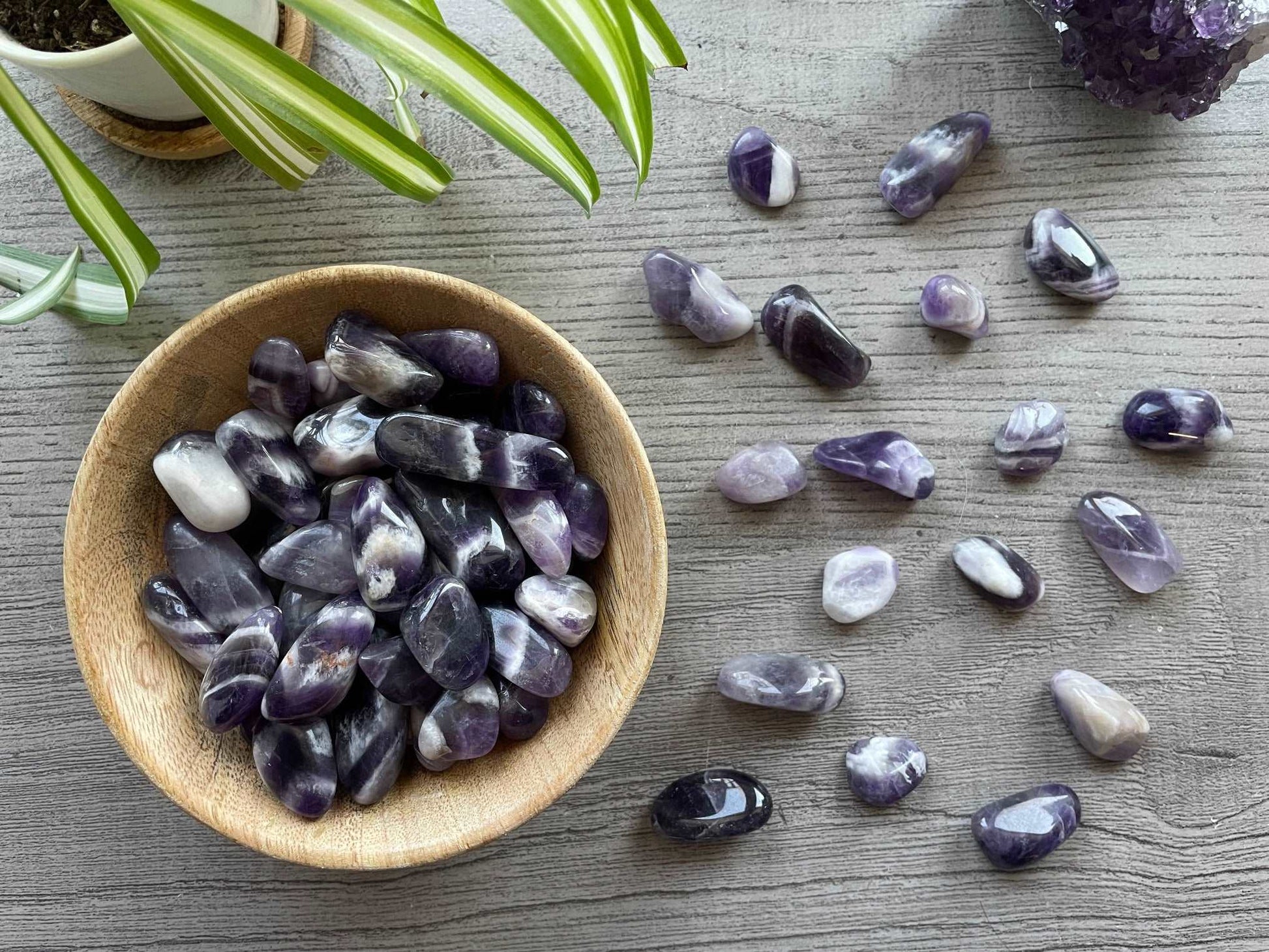 Chevron Amethyst Tumbled Stone