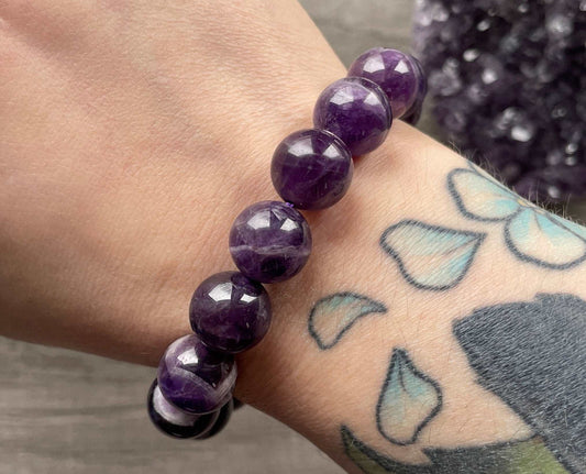 Chevron Amethyst Bracelet 12mm (Y) - The Wandering Fox Emporium, Your Crystal Store