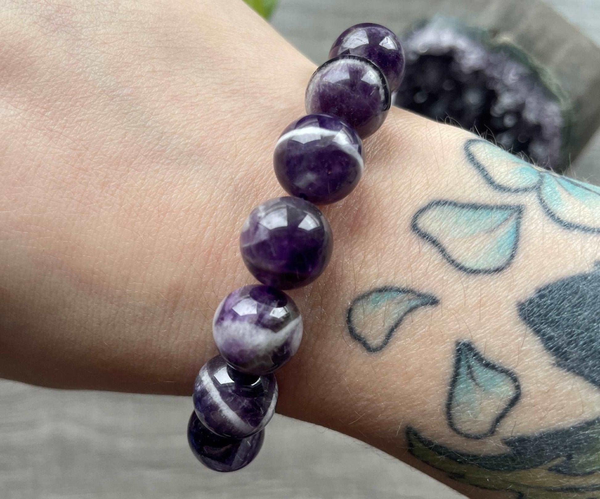 Chevron Amethyst Bracelet 12mm (Z) - The Wandering Fox Emporium, Your Crystal Store