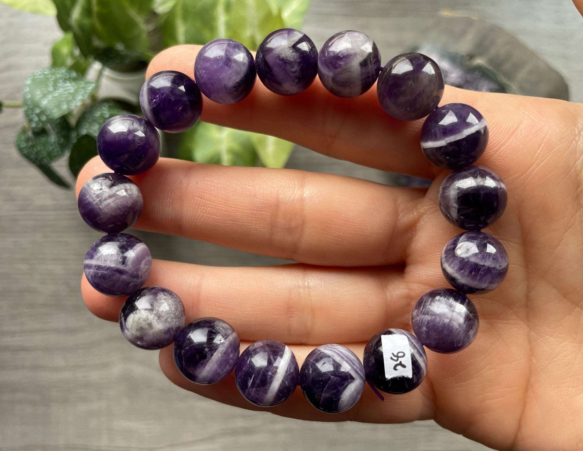 Chevron Amethyst Bracelet 12mm (Z) - The Wandering Fox Emporium, Your Crystal Store close up