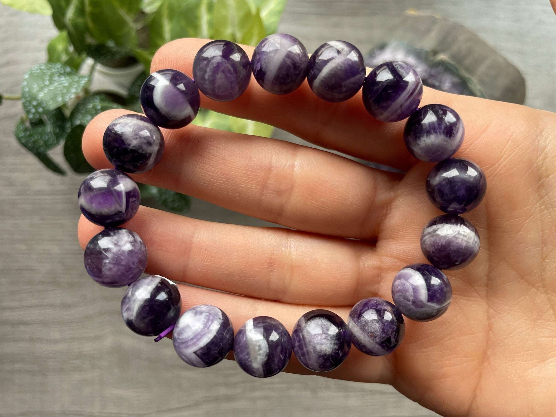 Chevron Amethyst Bracelet 12mm (Z) - The Wandering Fox Emporium, Your Crystal Store close up 2