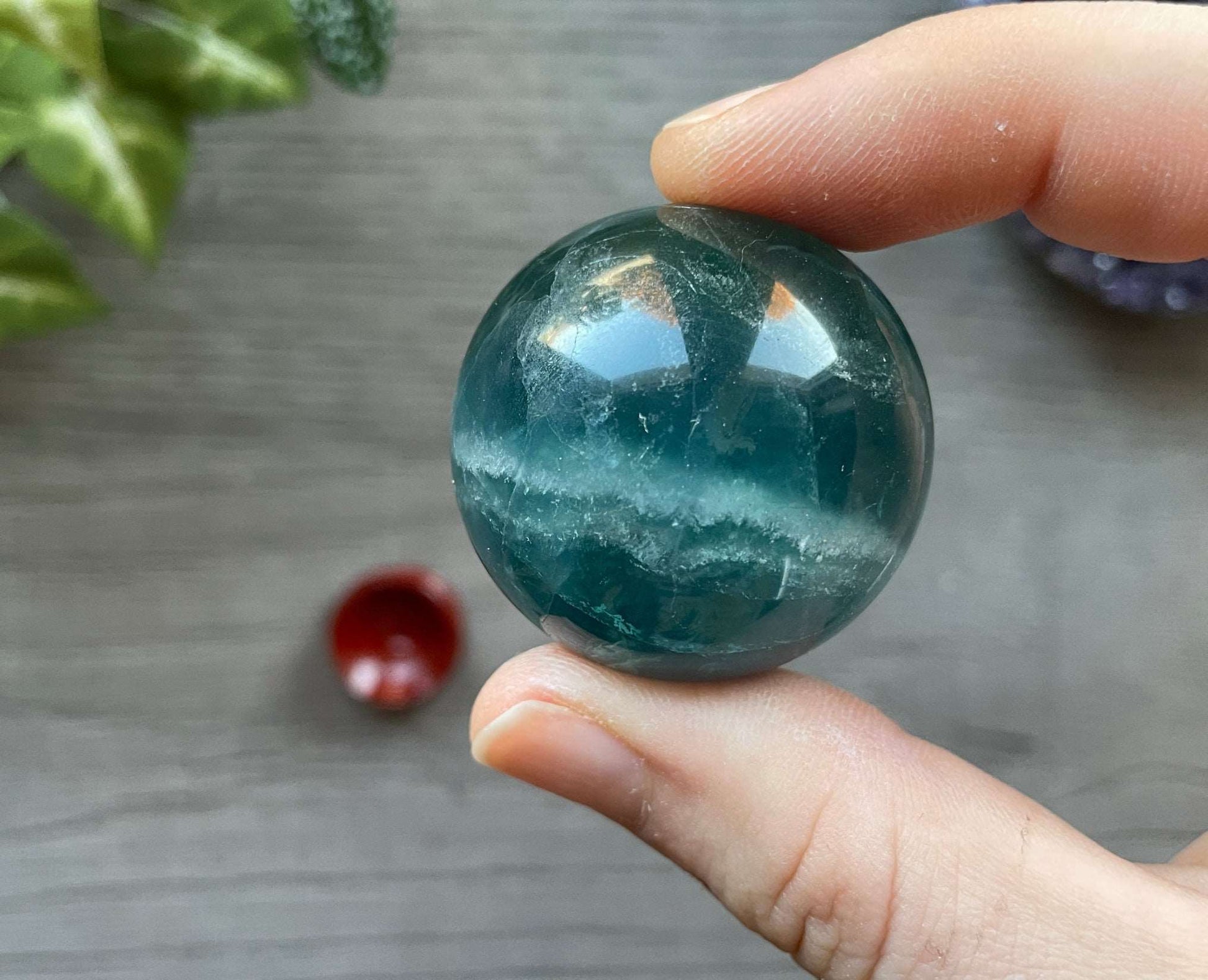 Blue Fluorite Mini Sphere 36mm - The Wandering Fox Emporium, Your Crystal Store front