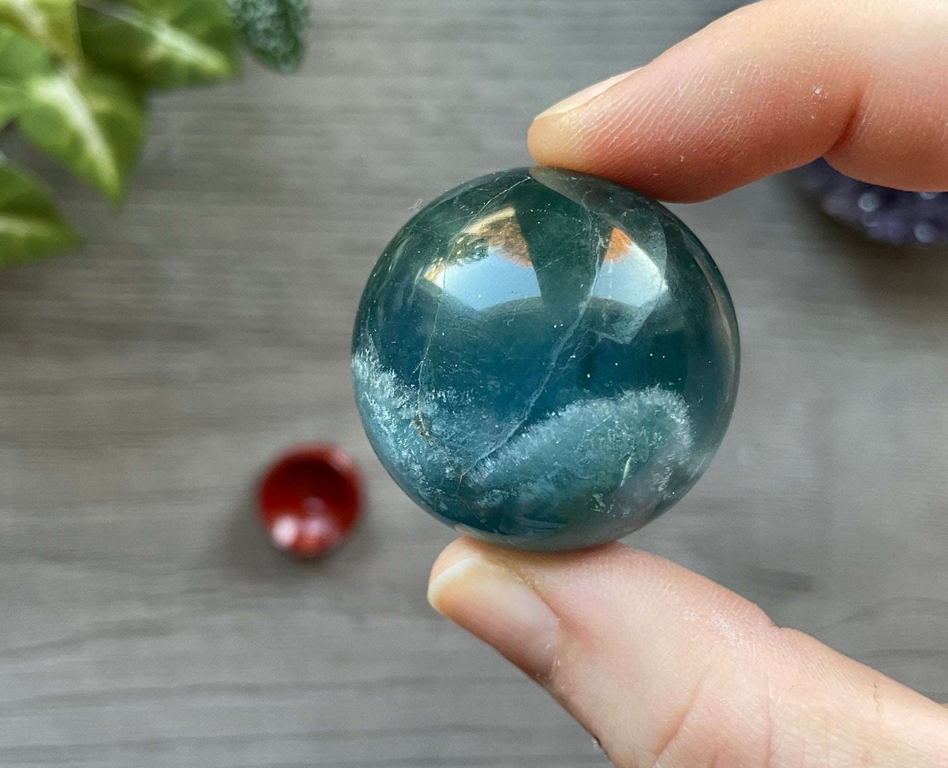 Blue Fluorite Mini Sphere 36mm - The Wandering Fox Emporium, Your Crystal Store side 2