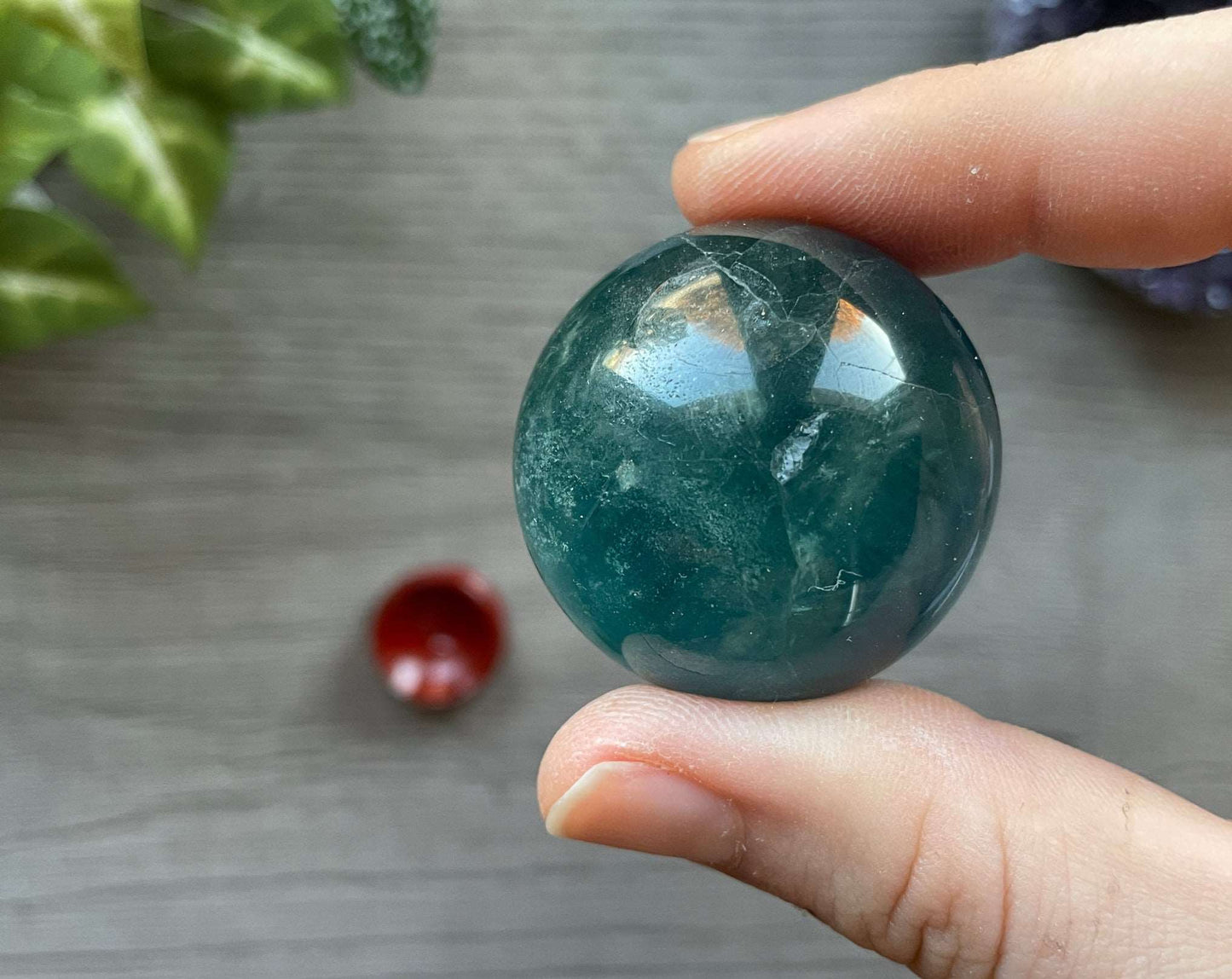 Blue Fluorite Mini Sphere 36mm - The Wandering Fox Emporium, Your Crystal Store side