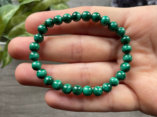 Malachite Bracelet (6mm) Z - The Wandering Fox Emporium, Your Crystal Store