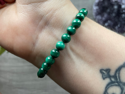 Malachite Bracelet (6mm) Y - The Wandering Fox Emporium, Your Crystal Store example