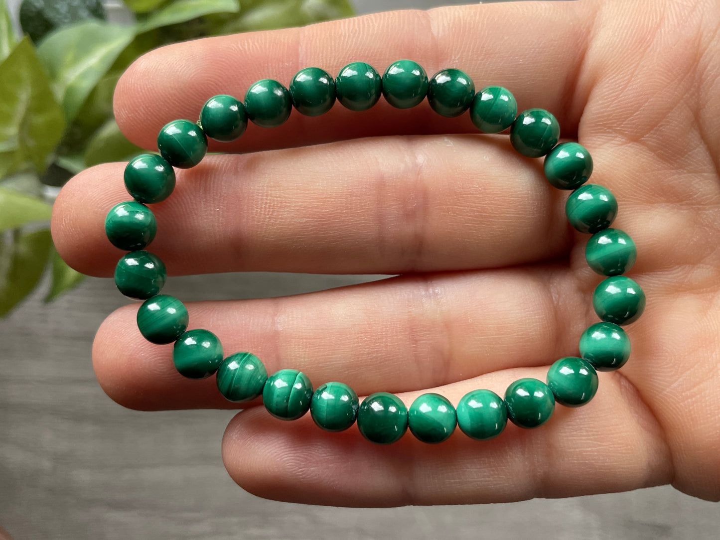 Malachite Bracelet (6mm) Y - The Wandering Fox Emporium, Your Crystal Store