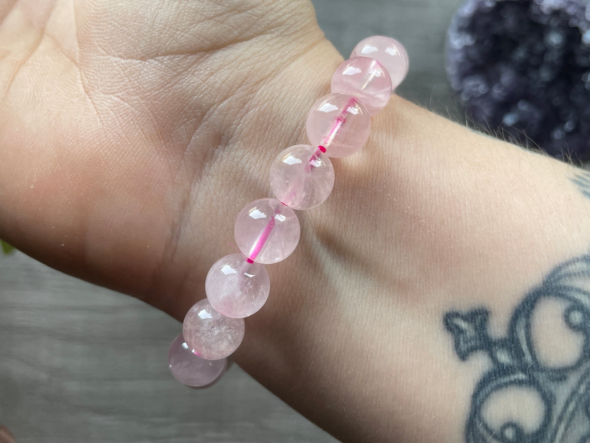 Rose Quartz Bracelet 10mm - The Wandering Fox Emporium, Your Crystal Store