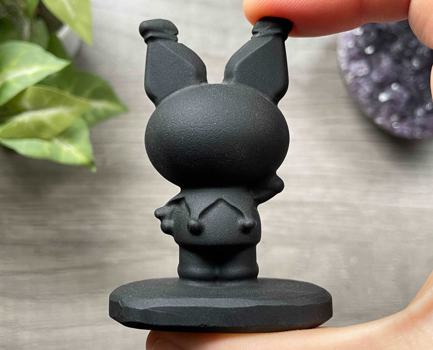 Black Obsidian Kuromi Crystal Carving, back