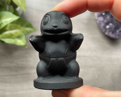 Black Obsidian Squirtle Crystal Carving (B), front