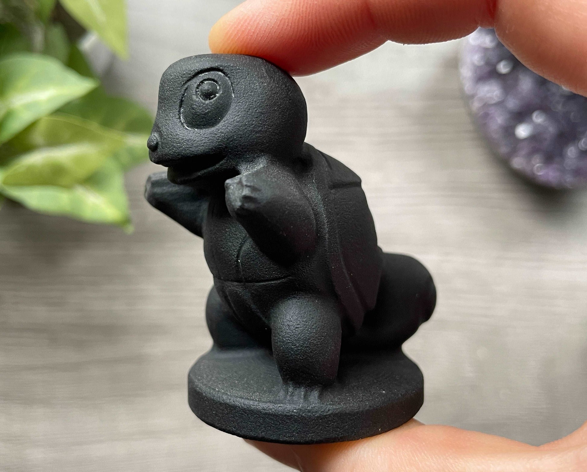 Black Obsidian Squirtle Crystal Carving (B), side 2