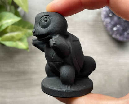 Black Obsidian Squirtle Crystal Carving (B), side 2