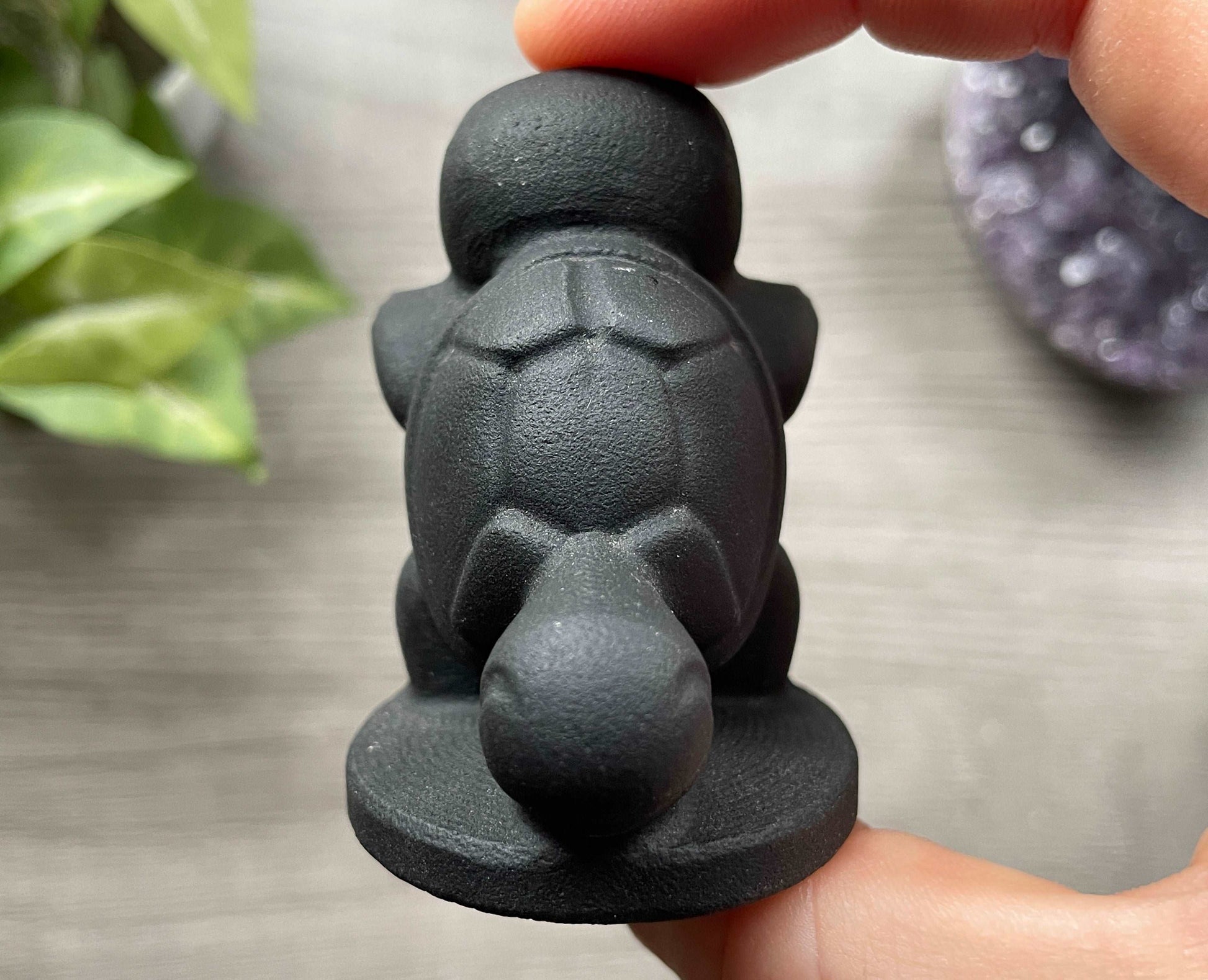 Black Obsidian Squirtle Crystal Carving (B), back