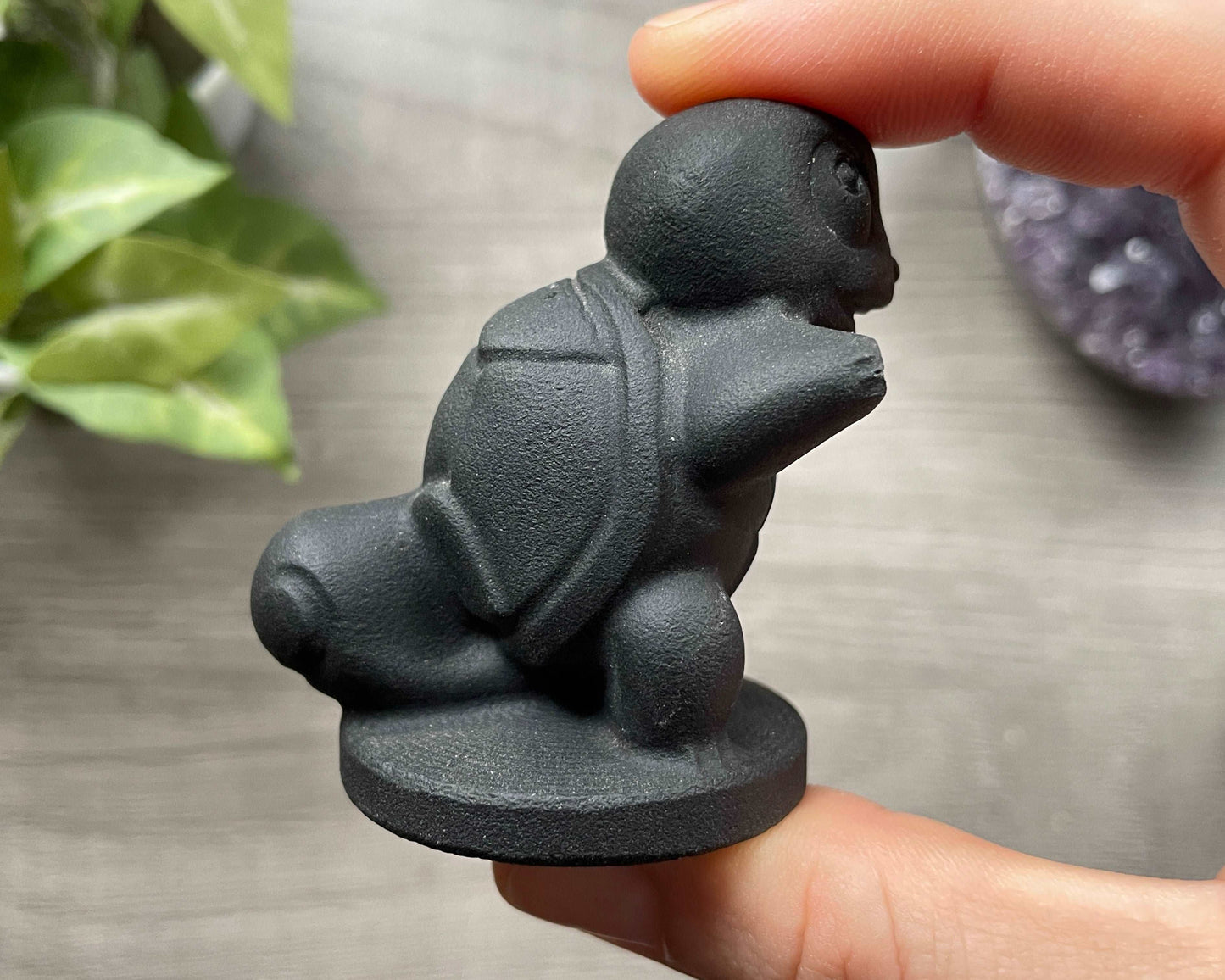 Black Obsidian Squirtle Crystal Carving (B), side 3