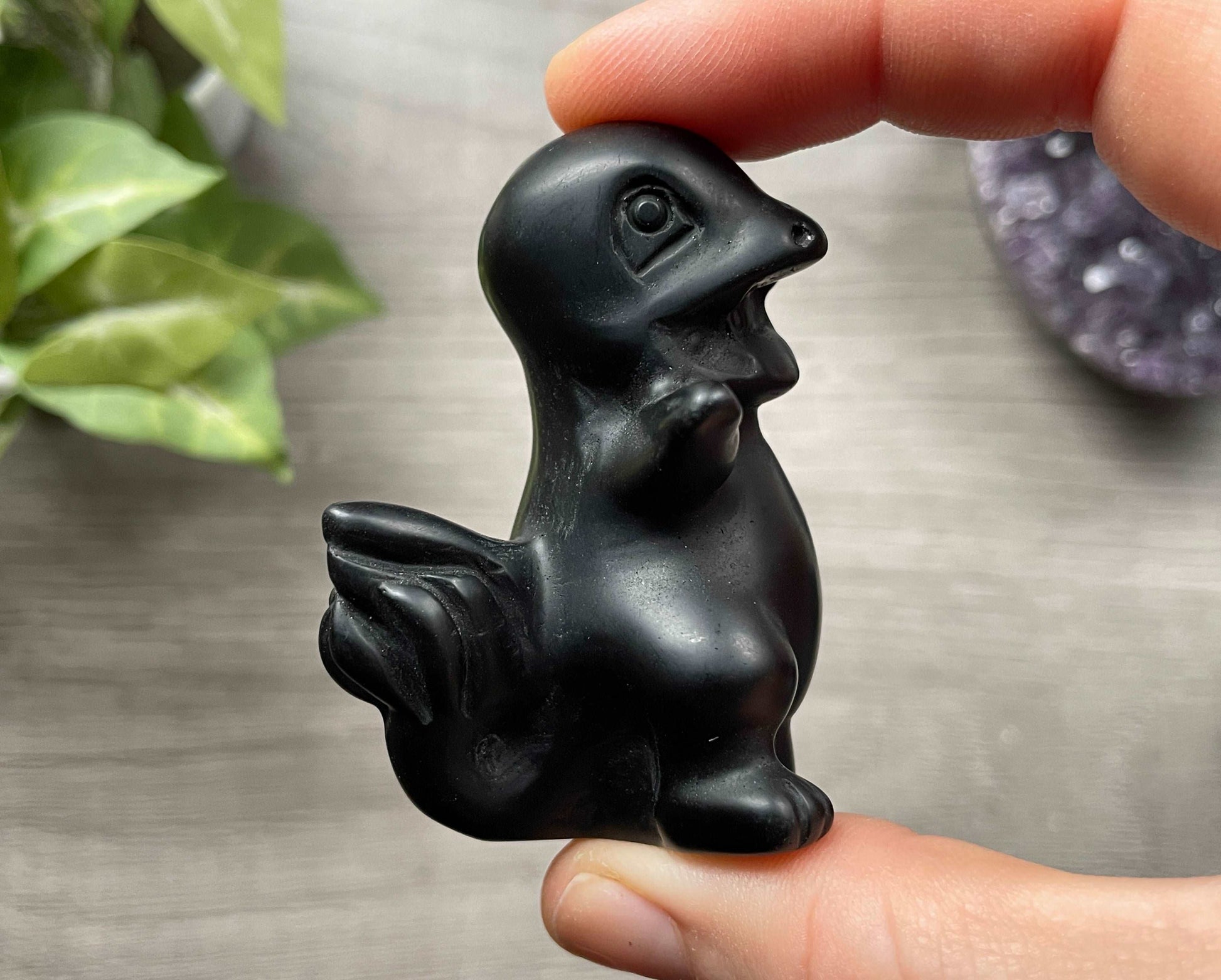 Black Obsidian Charmander Crystal Carving, side 3