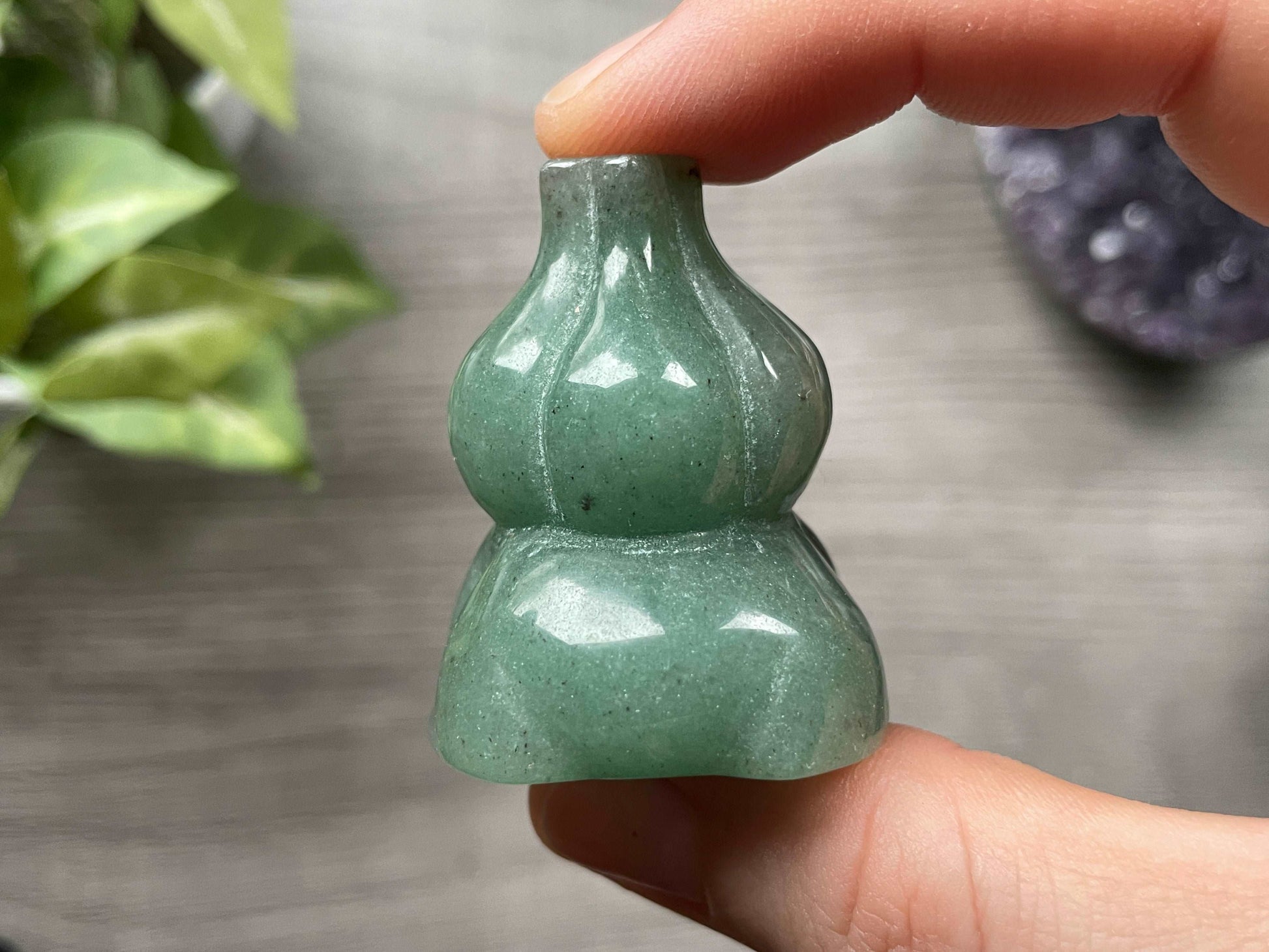 Green Aventurine Bulbasaur (B) Crystal Carving, back