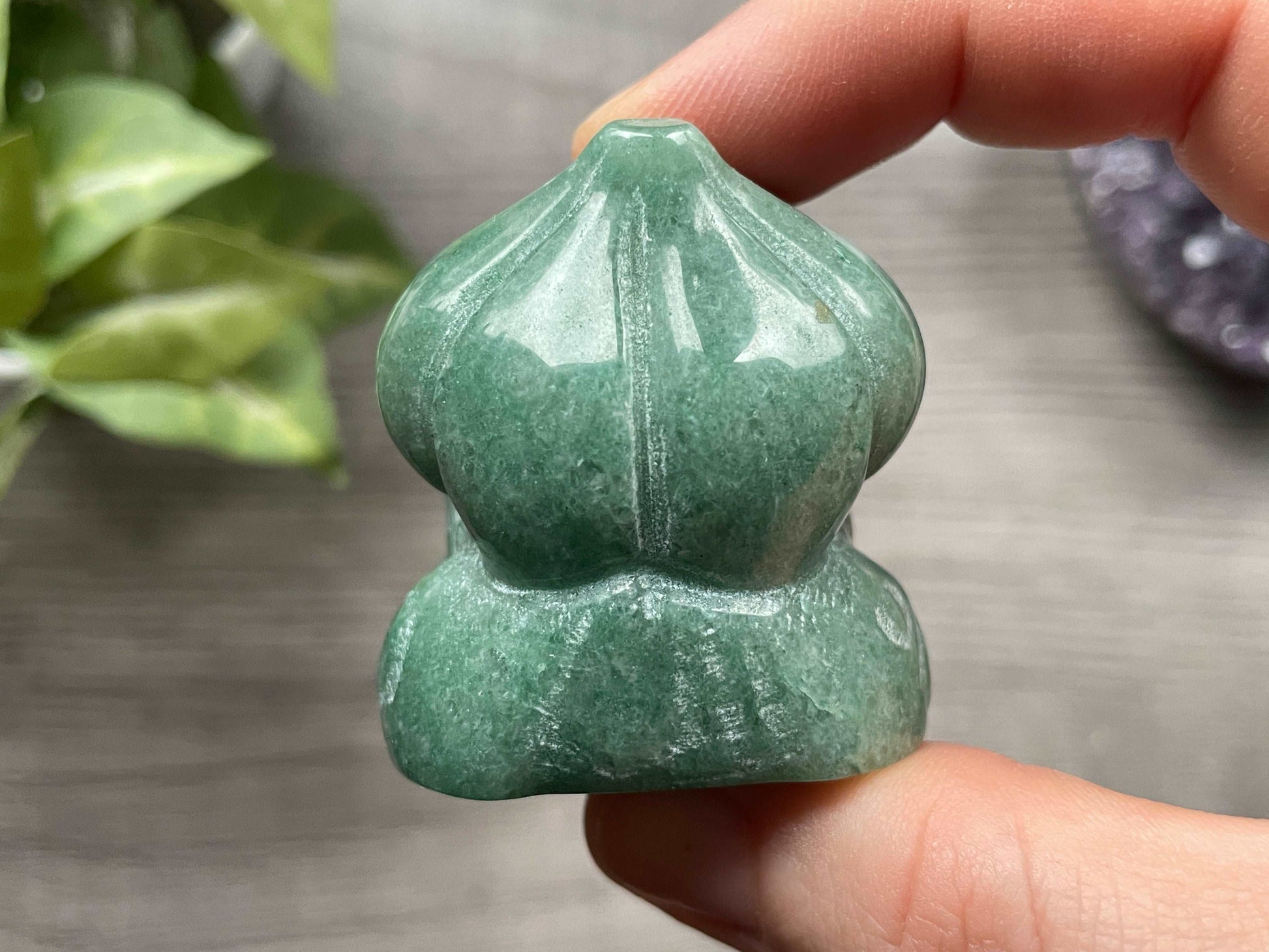 Green Aventurine Bulbasaur (A) Crystal Carving, back