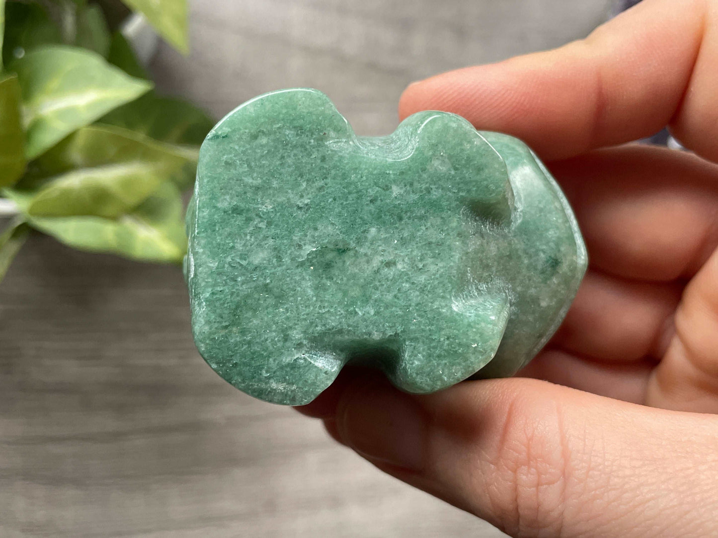 Green Aventurine Bulbasaur (A) Crystal Carving, bottom