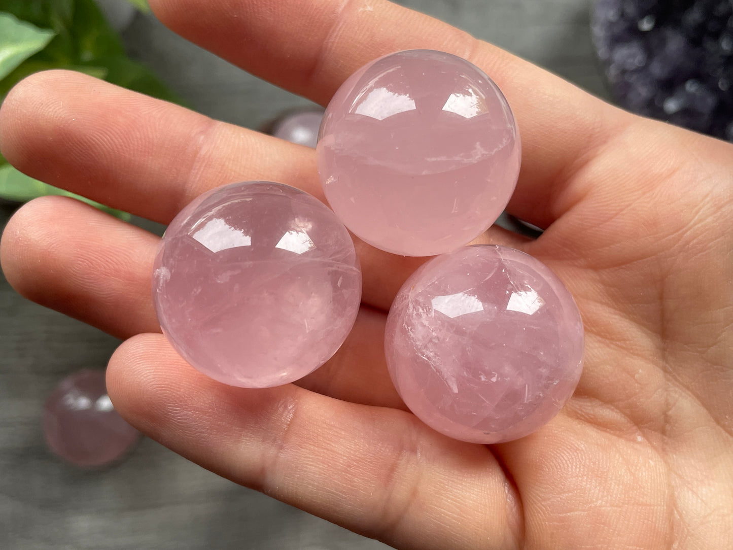 Rose Quartz Mini Sphere / Marble top