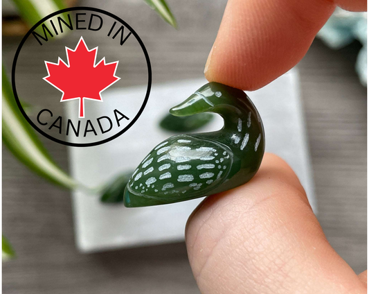 Genuine Canadian Jade Mini Loon Crystal Carving