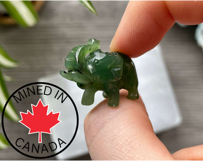 Genuine Canadian Jade Mini Elephant Crystal Carving