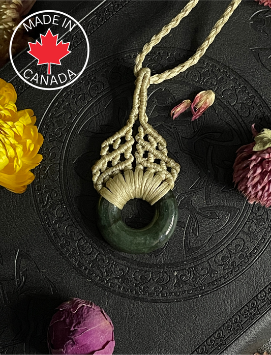 Genuine Jade Macramé Necklace (Twisted Nightshade Jewellery) - The Wandering Fox Emporium, Your Crystal Store