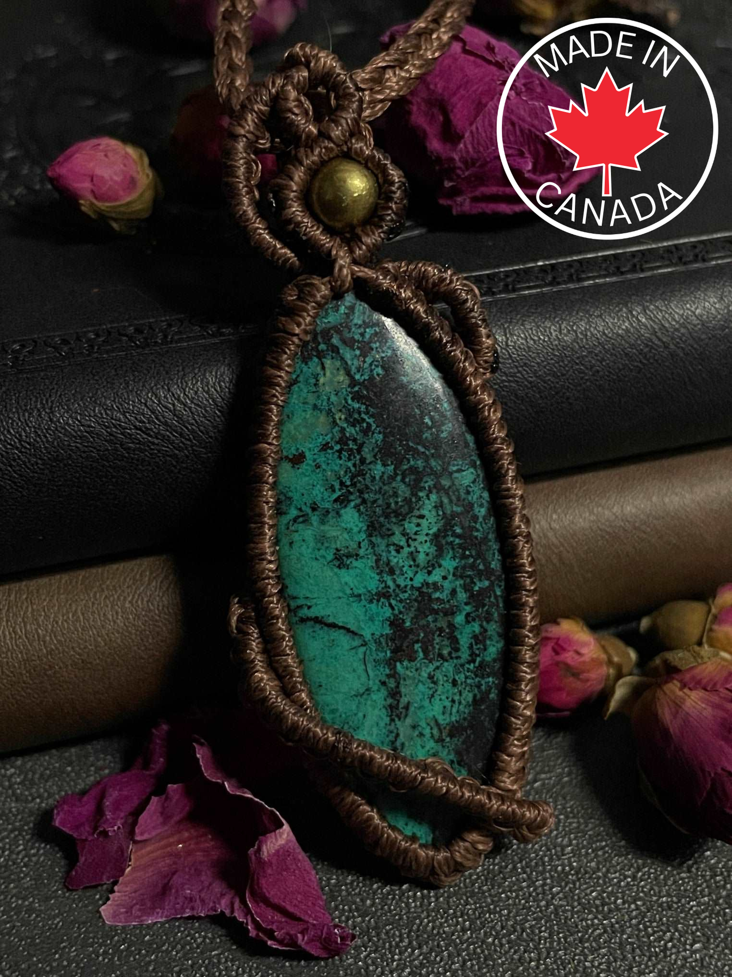 Chrysocolla Macramé Necklace (Twisted Nightshade Jewellery) - The Wandering Fox Emporium, Your Crystal Store