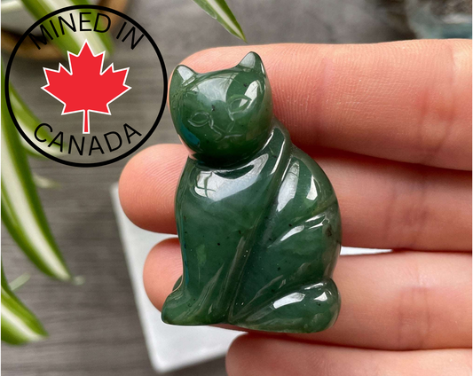 Genuine Canadian Jade Cat Crystal Carving