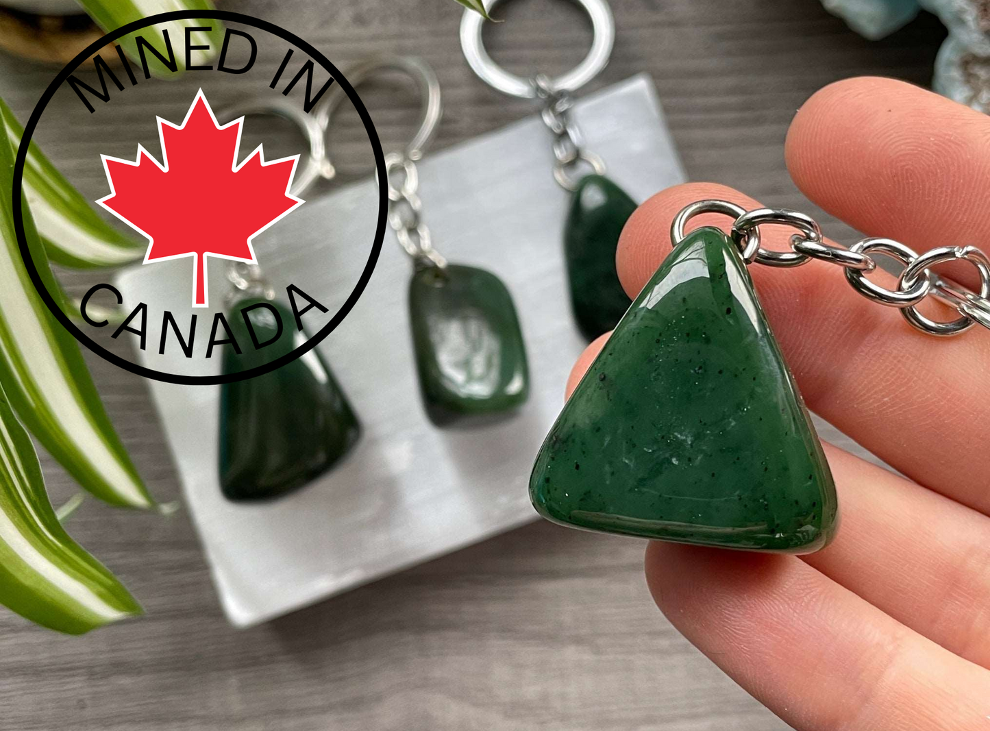 Genuine Canadian Jade Keychain - The Wandering Fox Emporium, Your Crystal Store