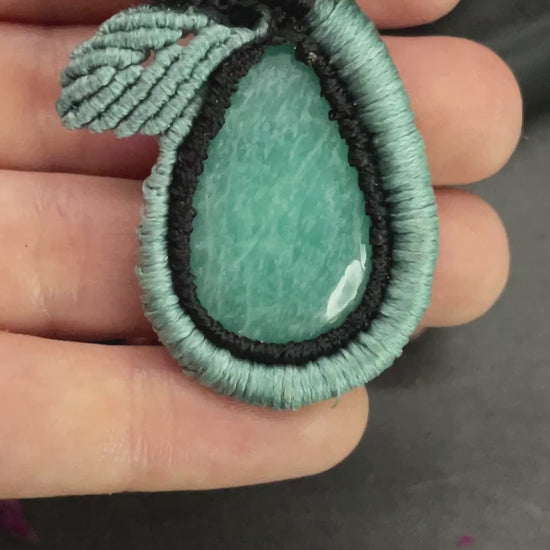 Amazonite Cyan Macramé Necklace (Twisted Nightshade Jewellery) - The Wandering Fox Emporium, Your Crystal Store video