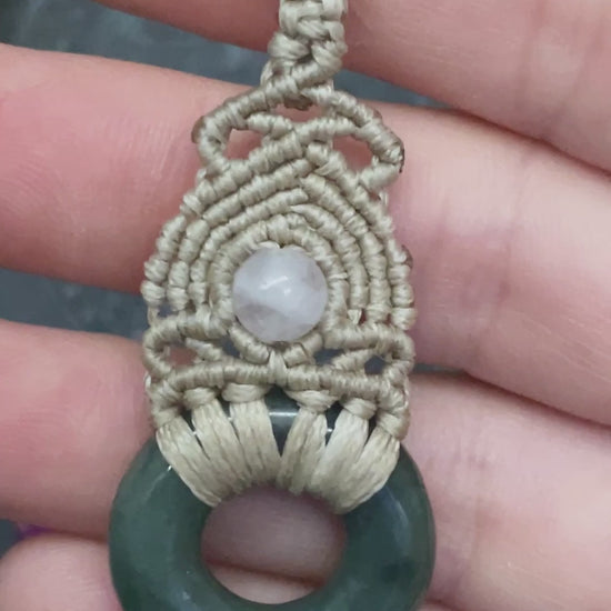 Genuine Jade with Quartz Macramé Necklace (Twisted Nightshade Jewellery) - The Wandering Fox Emporium, Your Crystal Store video