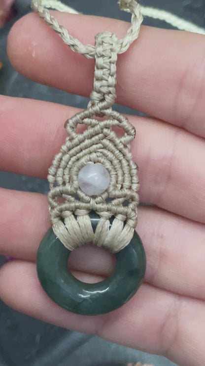 Genuine Jade with Quartz Macramé Necklace (Twisted Nightshade Jewellery) - The Wandering Fox Emporium, Your Crystal Store video