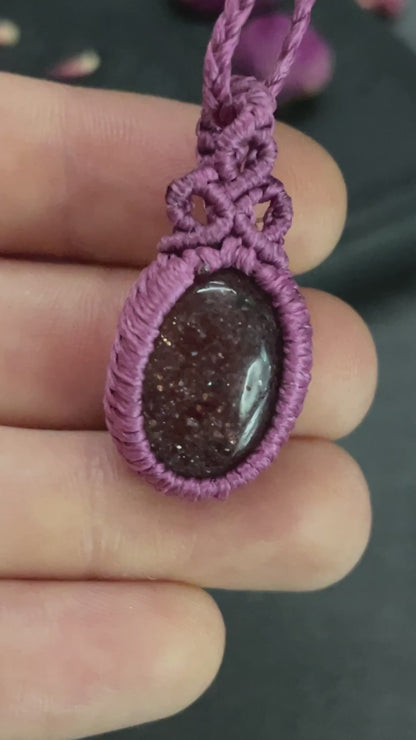 Strawberry Quartz Pink Macramé Necklace (Twisted Nightshade Jewellery) - The Wandering Fox Emporium, Your Crystal Store video