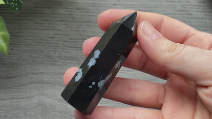 Snowflake Obsidian Crystal Point video