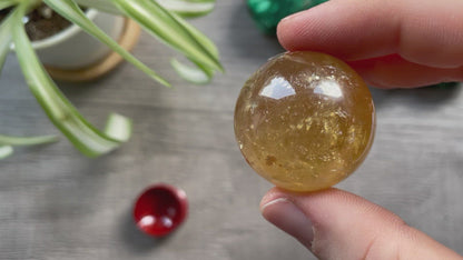 Honey Calcite Mini Sphere - 34mm (C) - The Wandering Fox Emporium, Your Crystal Store video