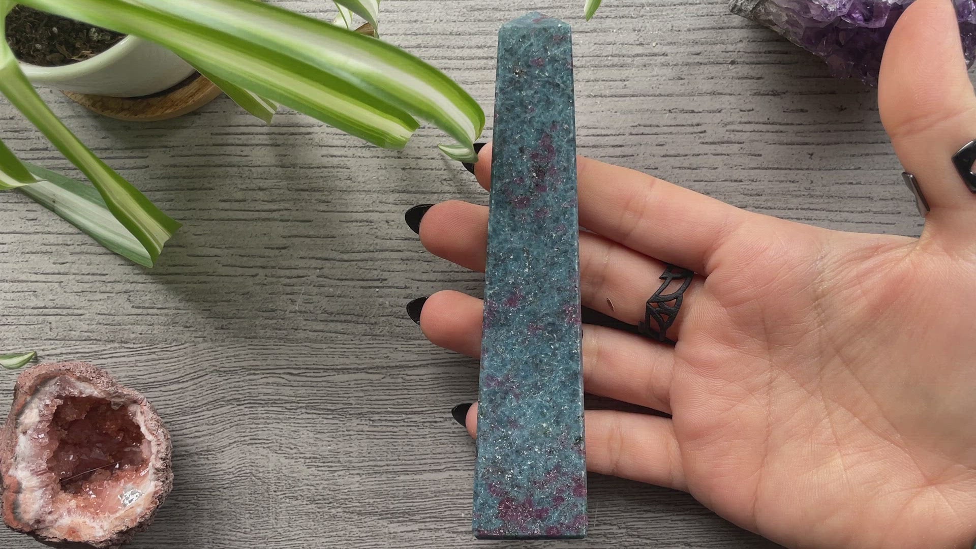 Ruby in Kyanite Crystal Obelisk (D) video