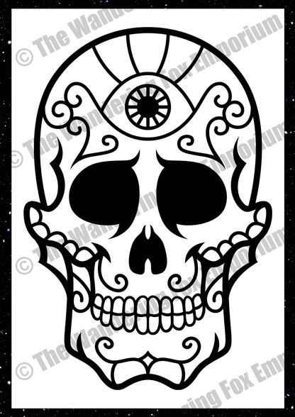 Sugar Skulls Adult Colouring Book - Digital Printable Download example page 5