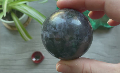 Mystic Merlinite (Indigo Gabbro) Sphere (D) - The Wandering Fox Emporium, Your Crystal Store video