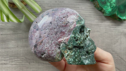 Pictured is a large skull carved out of ocean jasper or river jasper. Ocean Jasper Crystal Skull .55kg - The Wandering Fox Emporium, Your Metaphysical Store video