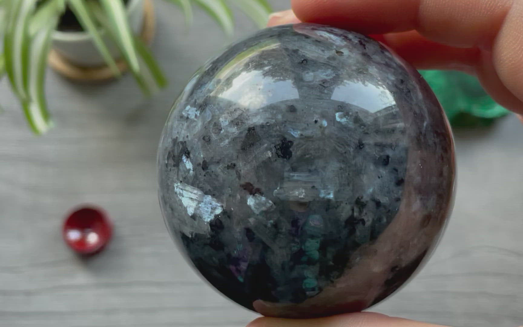 Larvikite Sphere - 64mm - The Wandering Fox Emporium, Your Crystal Store video