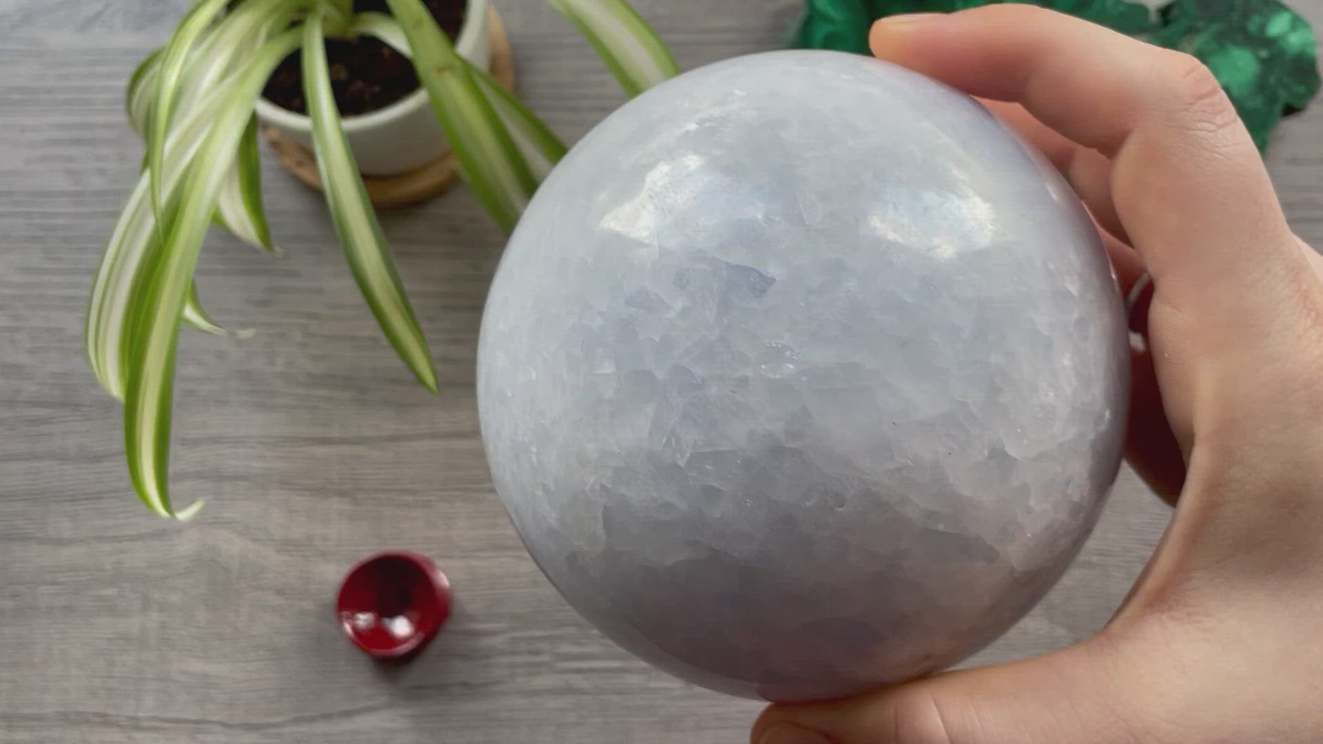 Blue Calcite Sphere - 104mm - The Wandering Fox Emporium, Your Crystal Store video