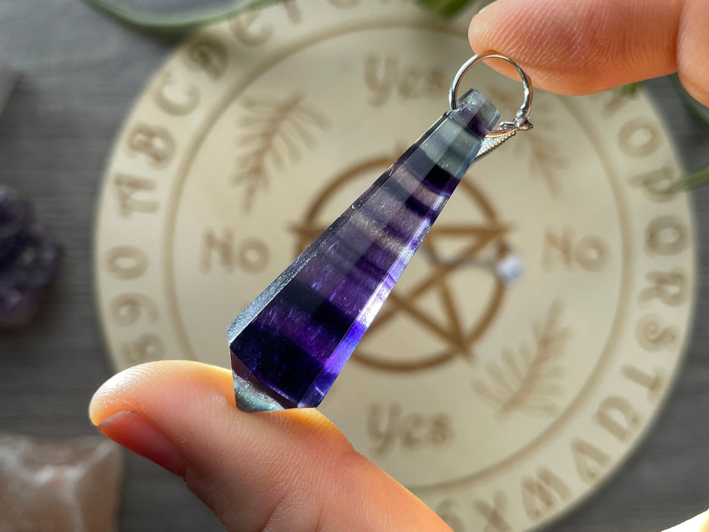 Rainbow Fluorite 8-Sided Crystal Pendulum (D)