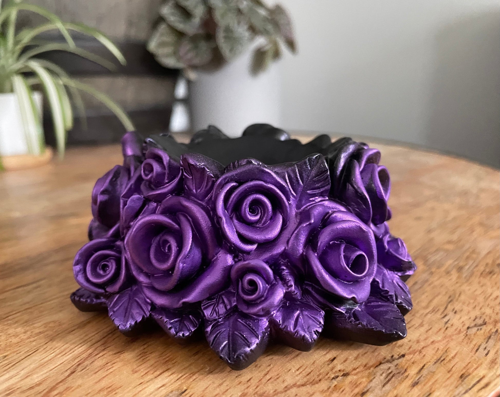 Purple Roses Crystal Sphere Stand - The Wandering Fox Emporium, Your Metaphysical Store no sphere